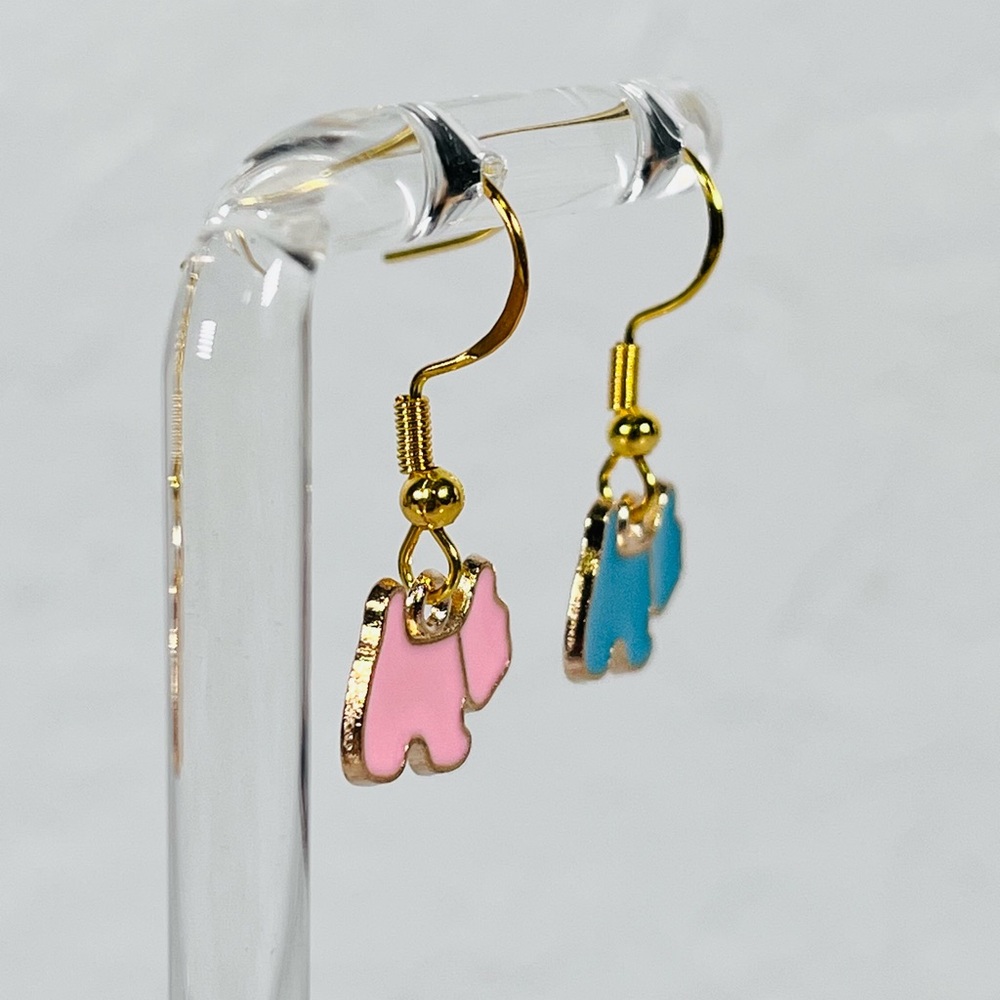 4/$20 Pink & Blue Dog Earrings - Picture 2 of 8